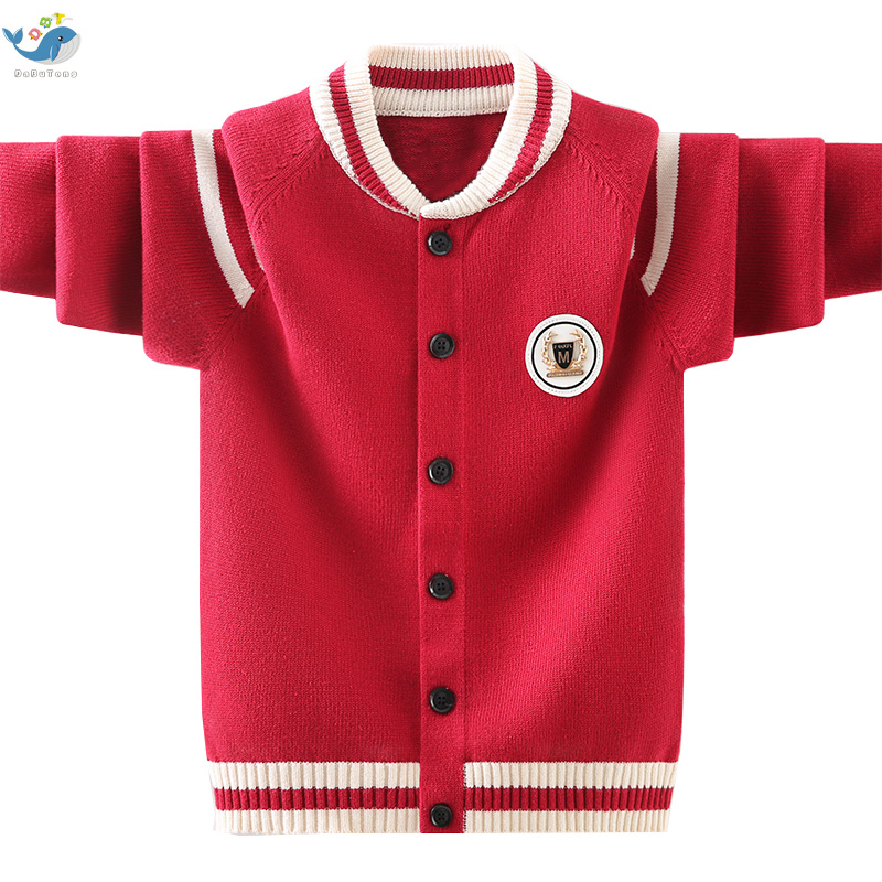 Boys knit coat in large children's jacket children pure cotton jacket 2021 Fall - sleeved baseball clothing thin