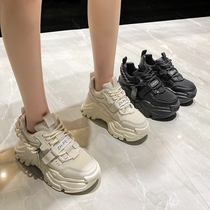 Daddy shoes 2022 new in tide super fire black spring and autumn to increase 8 cm leisure sneakers and ladies