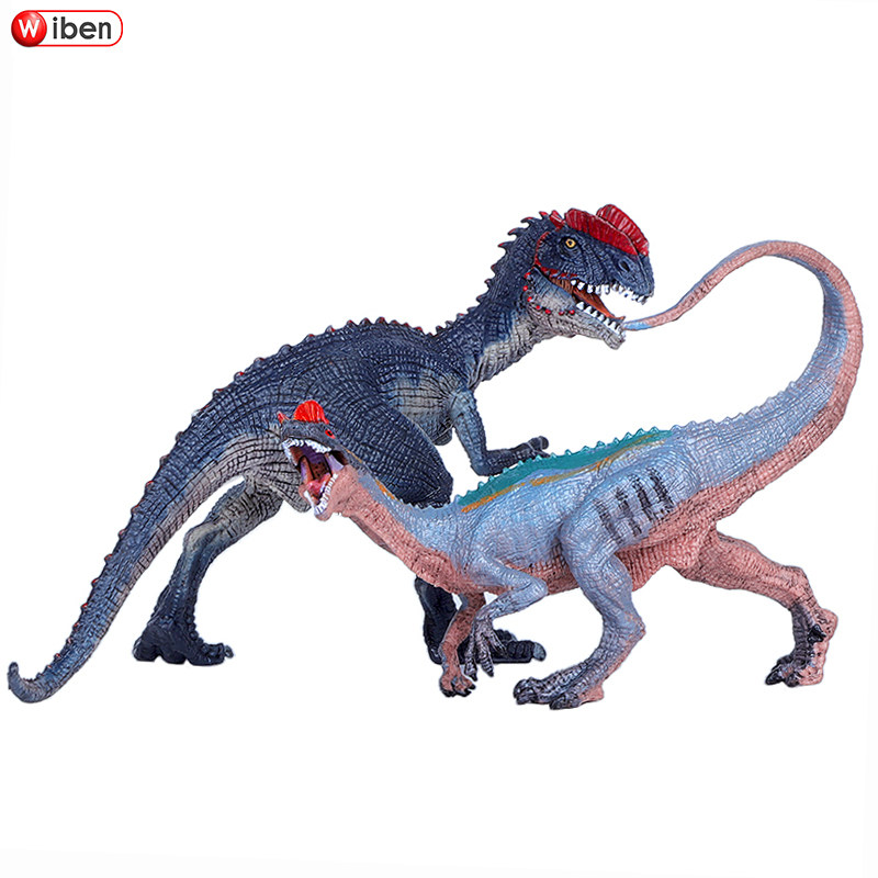 Simulation Jurassic double crown dragon dinosaur toy double crest Dragon Solid plastic animal model children's boy gift