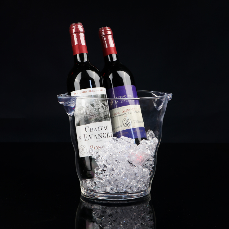 Acrylic Bar KTV Red Wine Barrel Thickened Round Threaded Ice Bucket Champagne Small Ice Bucket Plastic Beer Basket