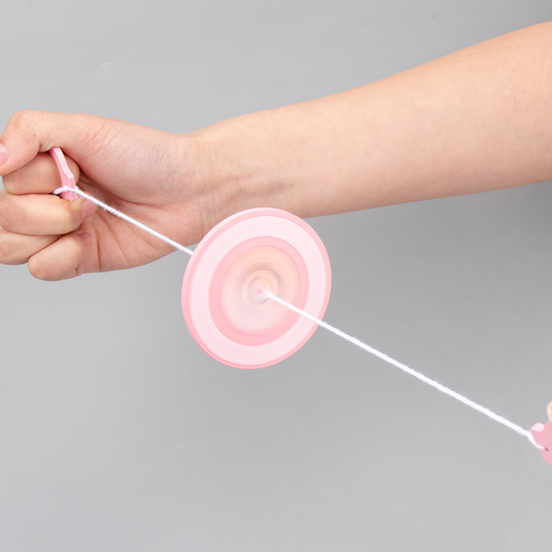 Child Toddler Cartoon Wooden Pull Wire Flywheel Wind Fire Wheel 80 Rear Classic Nostalgia Creative Ground For Small Toy Gift