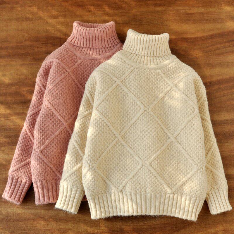 Girls sweater plus thick winter children's high - collar sweater in the big - tip sweater 2023 autumn and winter new style