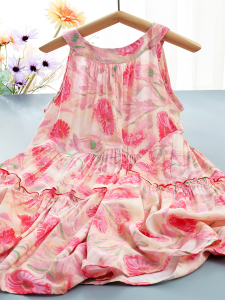 Girls' Dress Summer 2026 New Style Children's Clothing Fashionable Little Girl Floral Dress Children's Lightweight Cotto