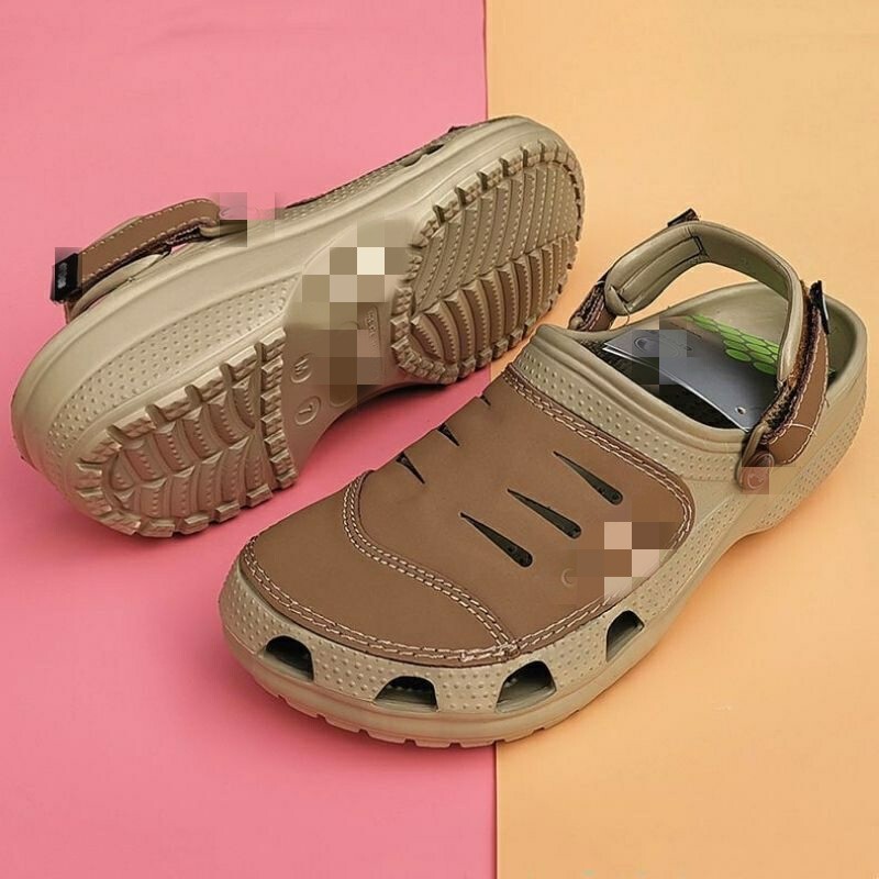 Genuine Leather Men's Outdoor Casual Beach Sports Clogs, Men's Non-Slip Closed-Toe Clogs Genuine Leather Men's Outdoor Casual Beach Sports Clogs, Men's Non-Slip Closed-Toe Clogs