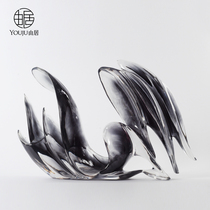  Youju new Chinese abstract transparent sculpture Modern art living room Hotel lobby creative decoration decoration