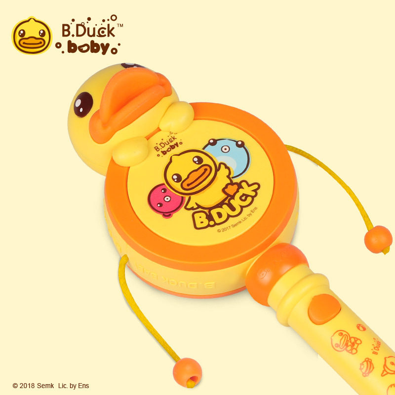 B Duck Little yellow Duck rattle Baby can chew toy music 0-1 years old newborn baby fun hand drum