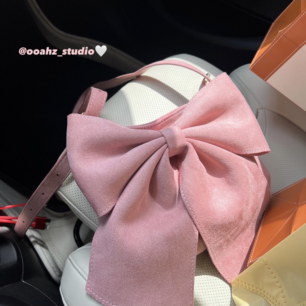 (Princess little sister) pink ~ the feeling of first love, big bow shoulder bag, fresh and sweet underarm bag