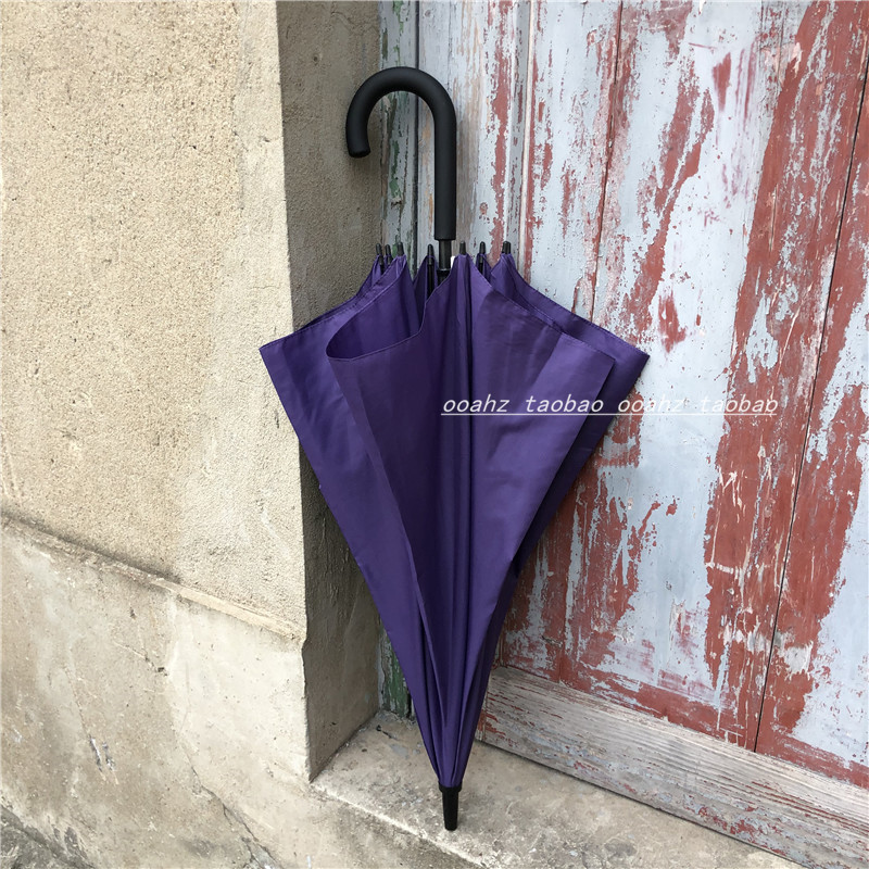ooahz good-looking grape purple pure color homemade long handle umbrella frosted handle clear rain dual-use brief freshener