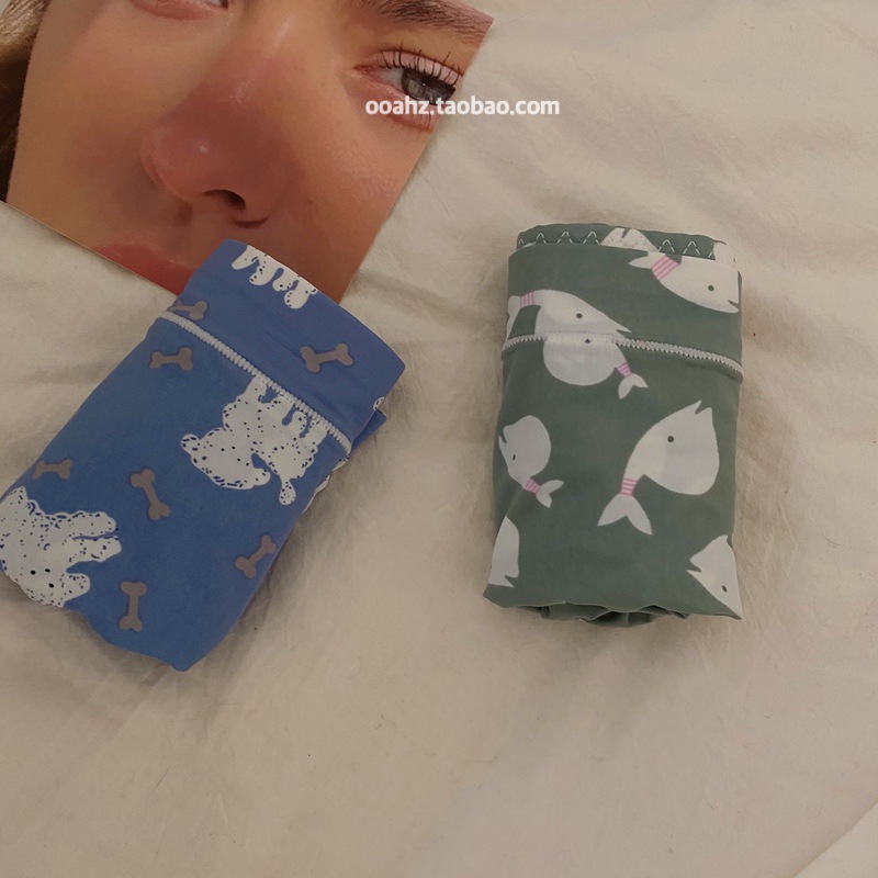 ooahz is your little milk dog~ Slippery ice silk girl mid-waist panties with printed buttocks are small, fresh and cute