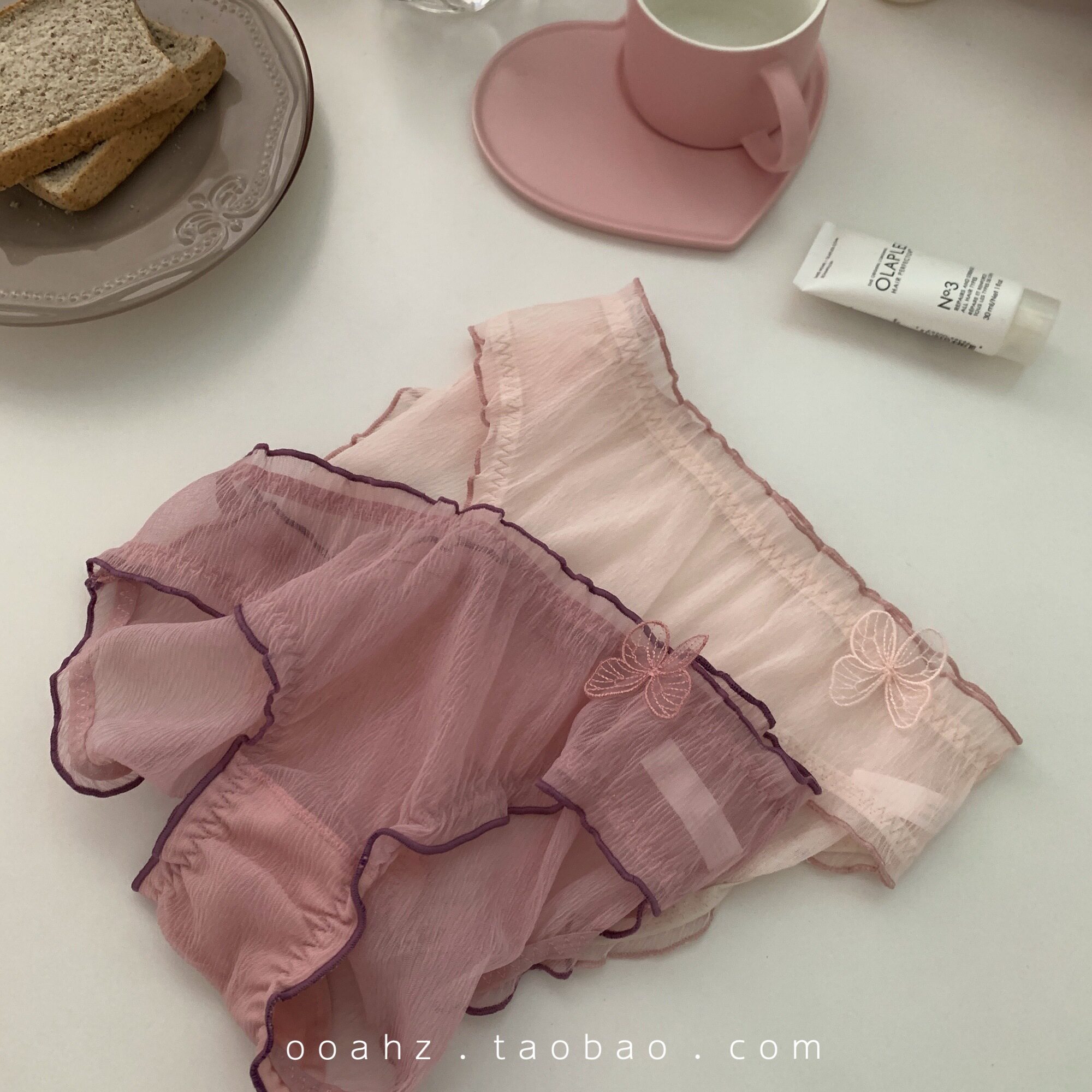 Butterfly spring edge ~ slightly transparent · pure desire wind contrast mesh girl bow sweet mid-waist lace cotton underwear