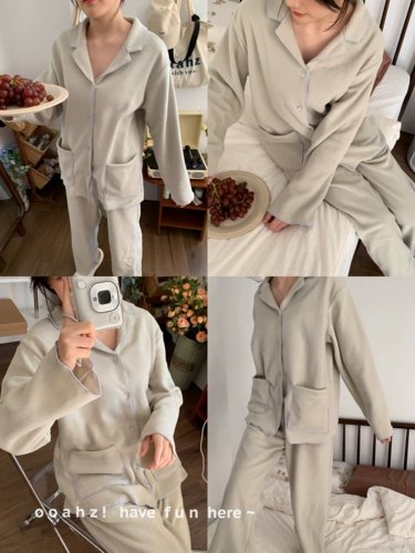 Бархатный японский брендовый лонгслив, штаны, пижама для отдыха, удерживающий тепло комплект