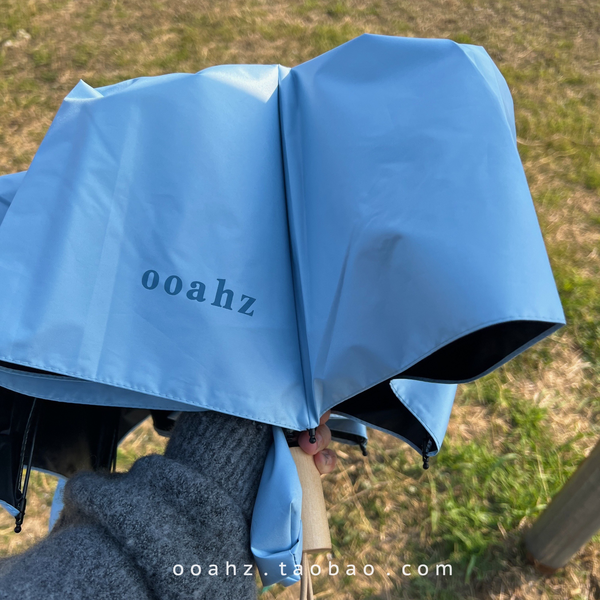 ooahz custom · baby blue color matching the letter black rubber sun folded parasol parasol couple umbrella umbrella