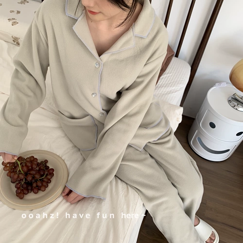 Бархатный японский брендовый лонгслив, штаны, пижама для отдыха, удерживающий тепло комплект