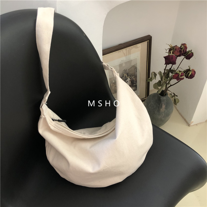Resurrection style) Hong Kong style large-capacity dumpling bag messenger canvas bag chic Japanese student one-shoulder ins men and women