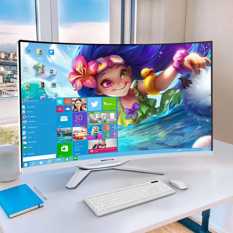 Ultra-Thin Curved Screen All-In-One Computer for Home Office, Business Design, E-Sports, Lol, Pubg Gaming Desktop Complete Set