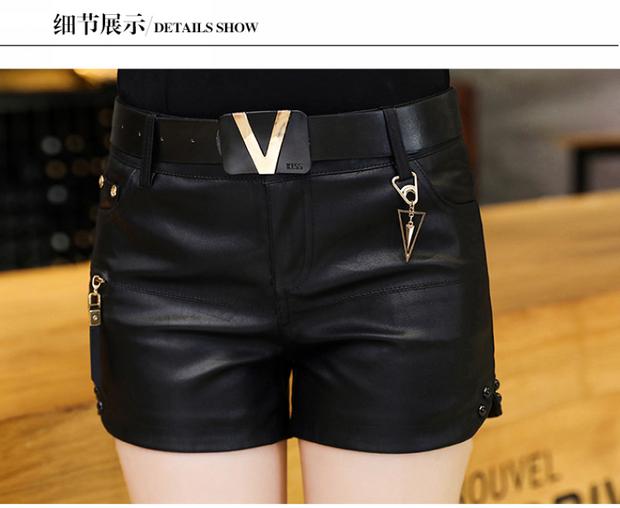 Quần short da nữ mùa thu đông 2018 Quần legging mới Quần lọt khe mỏng quần mùa xuân mặc quần da matt pu quần short jean nữ ống rộng