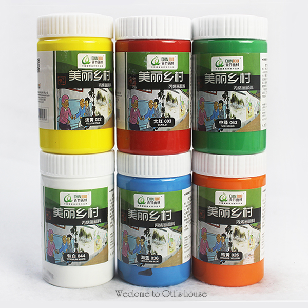 Green Bamboo Propylene Pigment Beautiful Countryside Waterproof Textile Wall Painted Fine Art Painting 300ml Large Bottled Hand-painted Paint