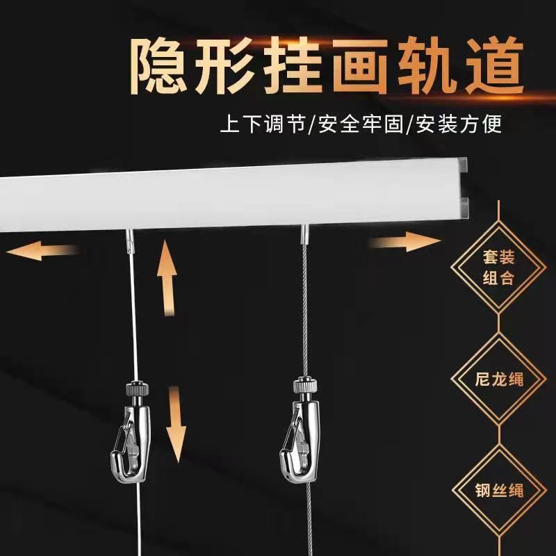 Track painting device stainless steel wire rope adjustment household painting line hidden exhibition gallery painting hook hanging mirror line