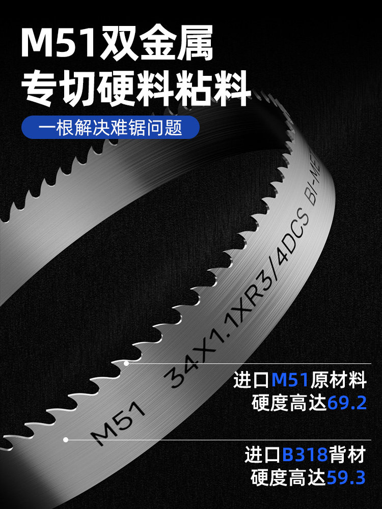 Lansheng M51 High-Hardness Metal Band Saw Blade for Sawing Machines, Specially Designed for Cutting Stainless Steel, Bearing Steel, and Hard Materials