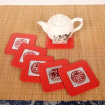 Send foreigners gifts Chinese characteristics national crafts non-slip coaster set mask coaster home tea set accessories