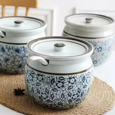Lard tank Ceramic kitchen household with lid high temperature resistant pepper oil tank Large capacity 2 kg 3 kg 5 kg Chinese style tank