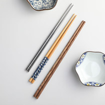 Log Chicken Wings Wood Chopsticks Suit Home Non-slip Solid Wood Chopsticks Bamboo Cherry Blossom Bamboo Chopsticks 304 Stainless Steel Chopsticks