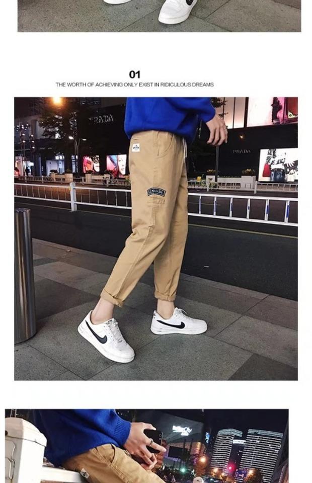 Quần âu phiên bản Hàn Quốc của xu hướng quần nam ulzzang thủy triều hoang dã thương hiệu quần rộng chín điểm quần jean nam