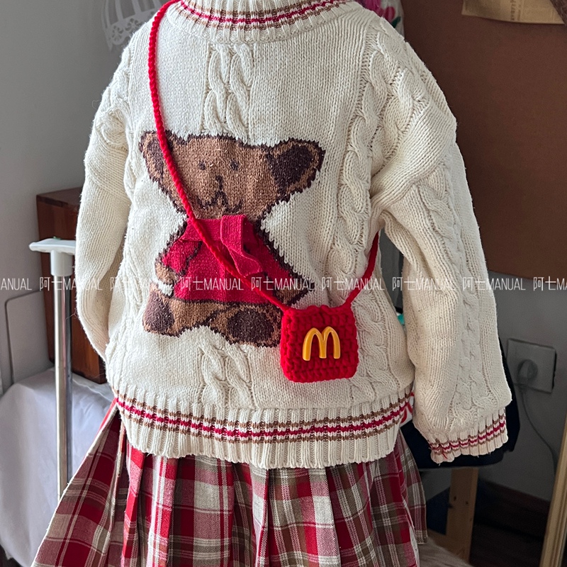 Finished Handmade Crocheted Woolen Bag Baby Amulet Crossbody Mini Bag Decorative Cute Little Friend Backpack