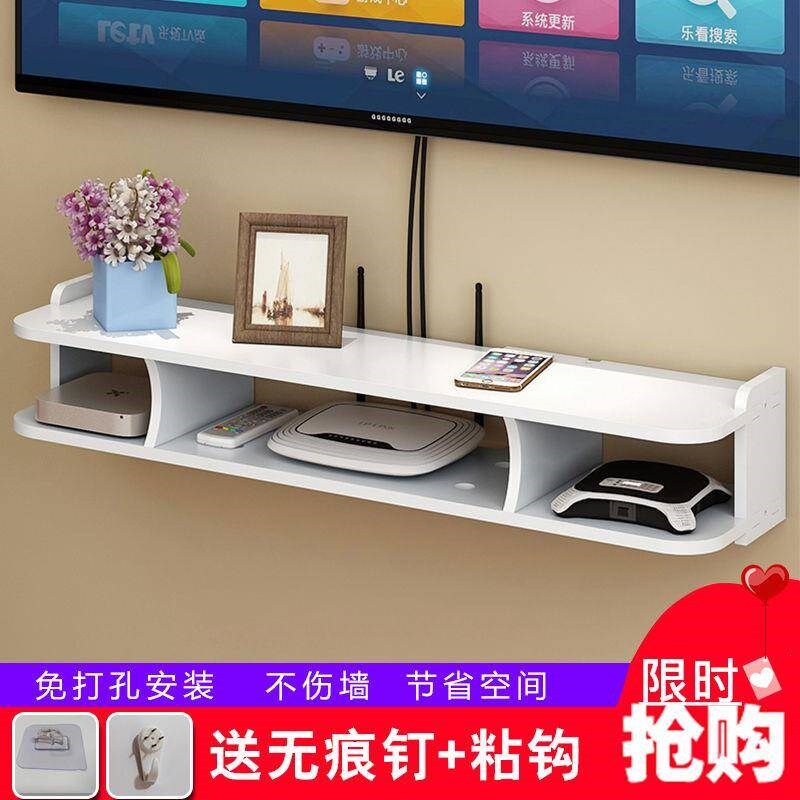 Onboard boxed rack Router Contained Box Wall TV Wall Wall-mounted Living-room bedroom Partition Rack free of punch