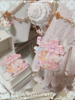 Lolita original exclusive rabbit and bear carousel bow embossed ap rabbit and bear handmade ring necklace
