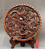 East Yang Wood Carving Round Swing Piece Hollowed-out Engraving Solid Wood Handicraft Chinese Style Home Xuanguan Pendant Decoration Painting