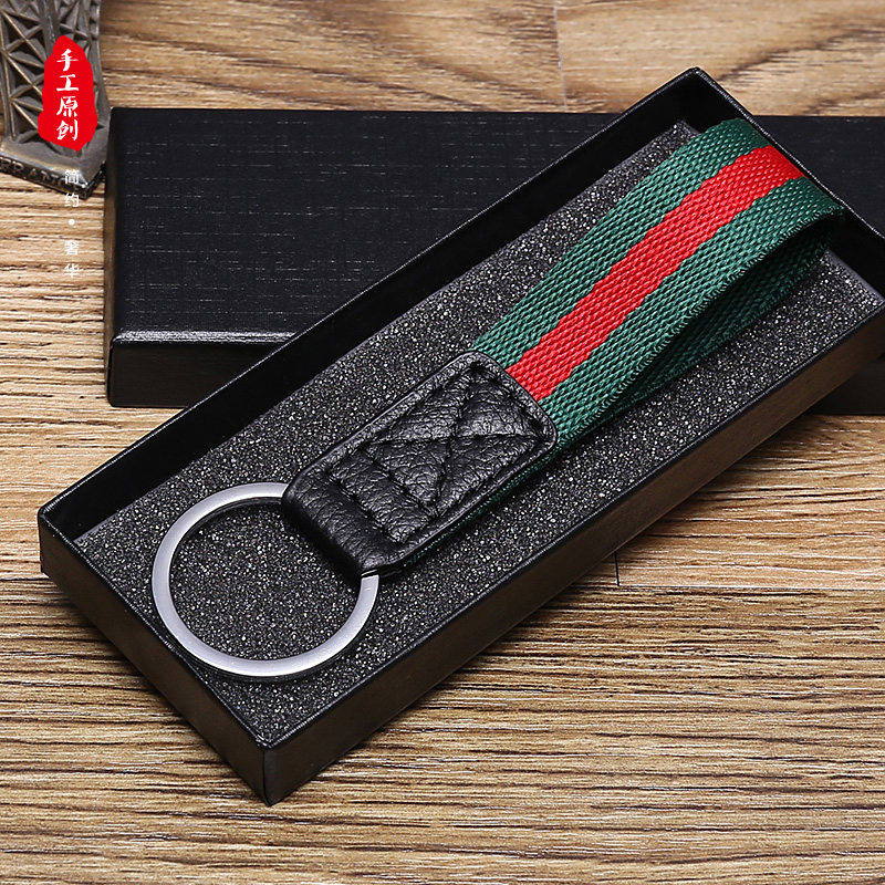 Handmade original minimalist leather cow leather webbing webbing Keyring Stainless Steel Keyring Keyring Creative Gift