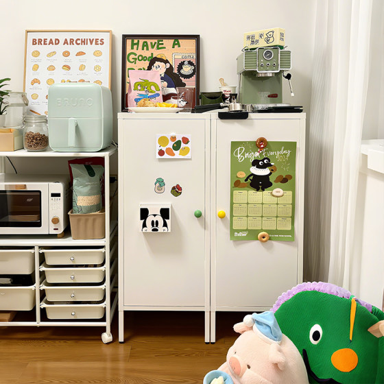 Dopamine-Style Metal Storage Cabinet for Bedroom, Narrow Gap Beside Desk, Dining Area, Student Snacks, Stationery, and Documents