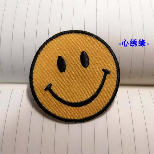 Heart Embroidery YA5 Back Adhesive Tape Sticker Iron Hand Sewing Patches Yellow Smiley Embroidery 5 8cm