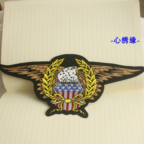 Heart embroidery LM05 glue-free hand-sewn patch patch 25 5*10 5CM American Eagle Flying Eagle Yellow Vine