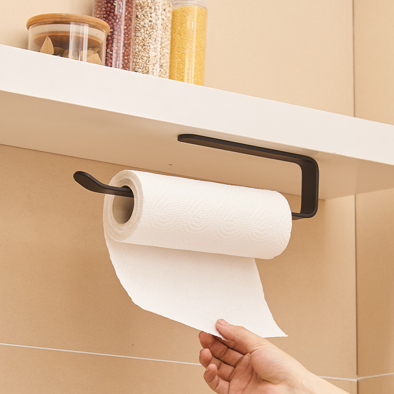 Kitchen paper towel rack paper hanger-free perforated overall cabinet fresh-keeping film fresh-keeping bag oil-absorbing paper roll toilet paper storage shelf wall hanging