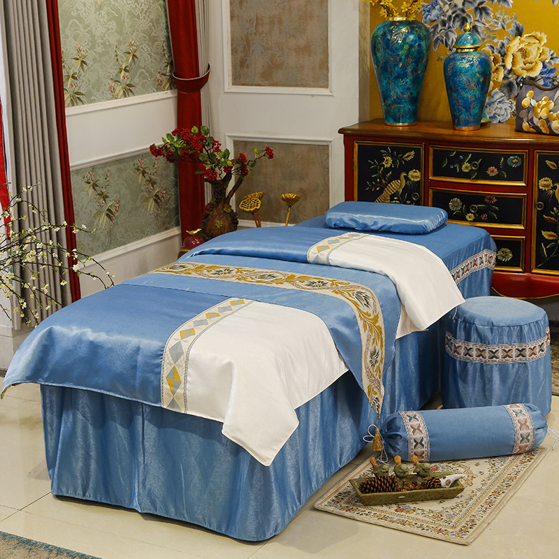 Lusheng Dream Beauty Salon Special Beauty Bed Cover Cotton Linen Four Pieces Lavish Massage Bed Cover Bed Linen Beauty Salon Special