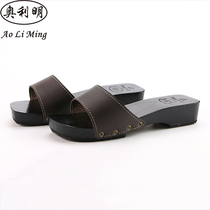 Olimin 2019 Summer new wood Footwear Women Wood Slippers Summer Home Slopes Heel Cool Slippers
