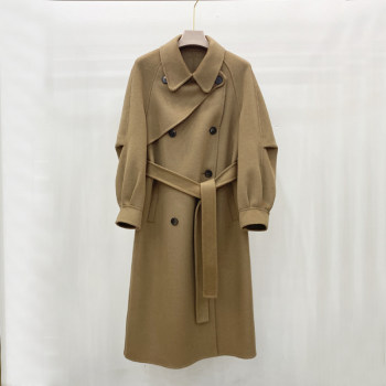 赫本风驼色双面羊绒大衣女中长款2025年新款高端修身毛呢外套秋冬