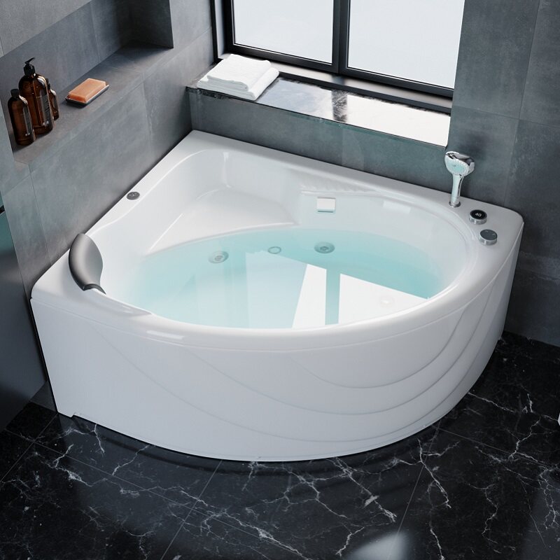 Acrylic Triangle Family Bathtub Home Small Household Type Surf Massage Thermostatic Sector Shower Integrated number of hardware