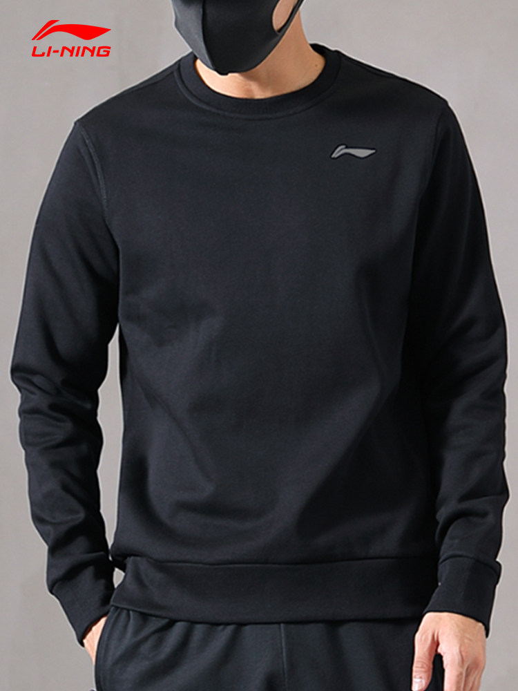 Li ning sweater men's 2021 new round neck loose long-sleeved T-shirt top spring velvet sports pullover