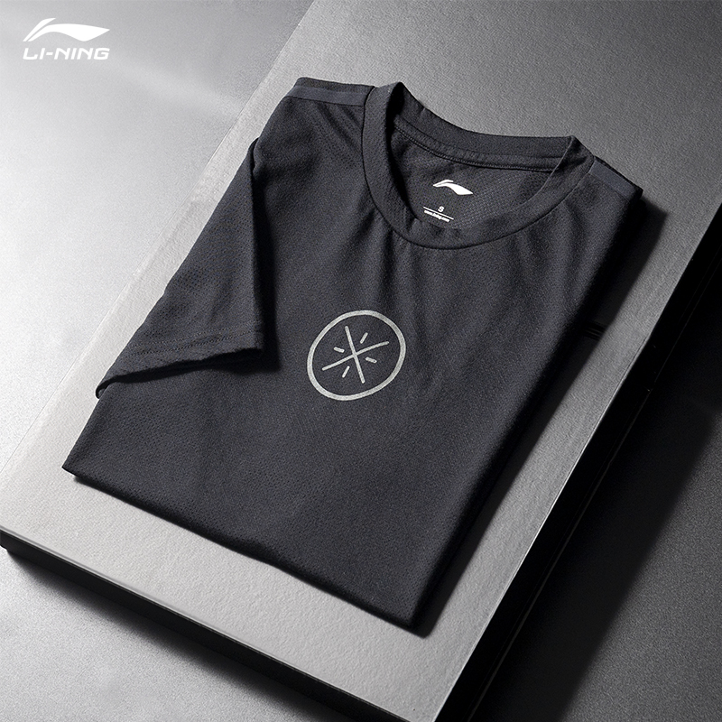 Li Ning quick dry short sleeves T-shirt men's Wade way summer loose quick drying clothes breathable sweat fitness exercise tops