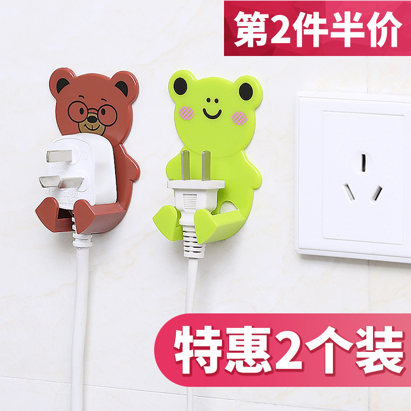 Hang the hook of the power plug socket Creative electrical wire socket head storage kitchen incognito bracket Adhesive hook