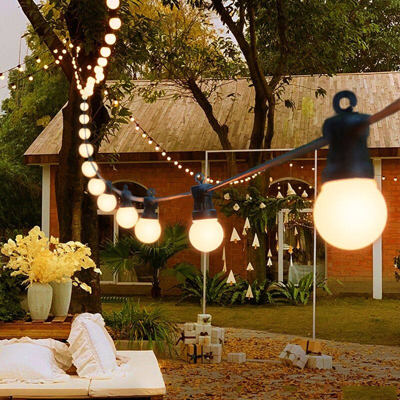 Outdoor Low Pressure Waterproof G50 Large Bulb String Light Camping Tent Arrangement Decorated sky Courtyard Solar Hanging Lights-Taobao