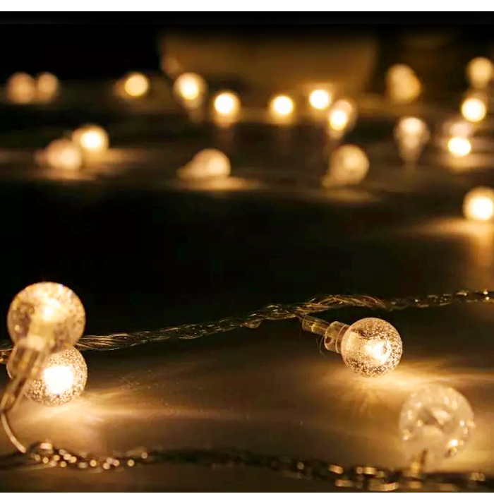LED Small Festoon Shiny Light String Bedroom Room Arrangement Art Romantic Round Crystal Ball Outdoor Camping Decoration Atmosphere