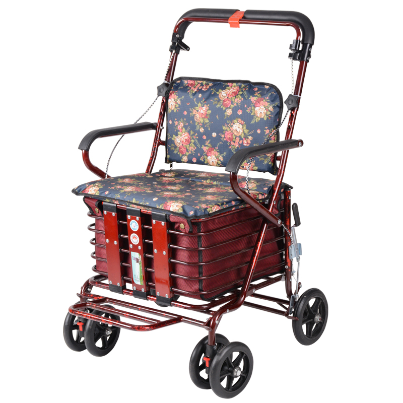 [USD 36.81] Elderly scooter folding cart seat can sit four rounds to