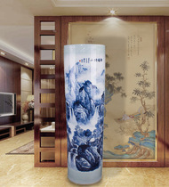 Jingdezhen Handpainted Qinghua Landscape Landing Large Vase Living Room Modern Home Pendulum Accessories
