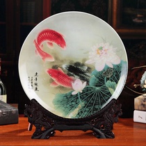 Chinese style decorative disc creative home ceramics year after year with fish dishes Hyun Guan Pendulum and Living Room TV Cabinet Bookcase Furnishing