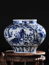 Ceramic Yuan Qinghua Porcelain Ghost Valley Sublower Mountain Large Jar Green Flower Imitation Antique vase Ming and Qing Classical Living Room Office Pendulum