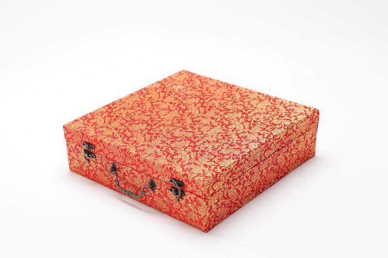 Upscale Retro Ceramics Decoration Pan Brocade Box Safety Button Tea Cake Jade Jade Jade Button Jade Button Case Swing Piece Gift Packaging Box-Taobao